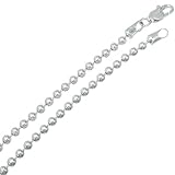 3mm Solid 925 Sterling Silver Military Ball Chain Necklace, 30