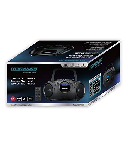 Portable CD Boombox Full Range w/ Top-Loading MP3 CD Player, Cassette Player and Recorder, AM/FM Radio, USB Input, Headphone & AUX Jack w/ Remote Control CD705CBK(Black) (Certified Refurbished) - Thumbnail 6