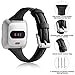 Maledan Compatible with Fitbit Versa Bands, Women Men, Slim Genuine Leather Band Accessories Replacement Strap for Fitbit Versa Smartwatch, Black, Small Size