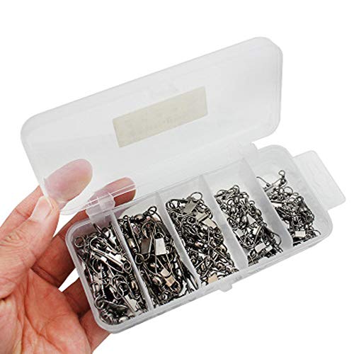 mohito 100 Stück Angeln Connector,Rolling Angel Barrel mit Kugellagerwirbel, Kugellager Edelstahl Lure Stecker für Outdoor Salzwasser,mit Kunststoff Box – Bild 8