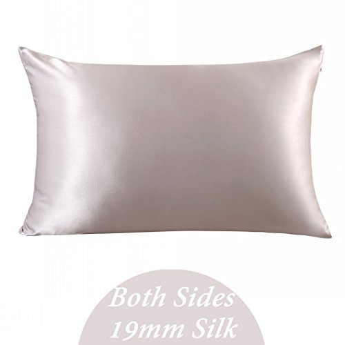 ZIMASILK 100% Mulberry Silk Pillowcase for Hair and Skin ,Both Side 19 Momme Silk, 1pc (Queen 20''x30'', Slive Grey),Gift Box