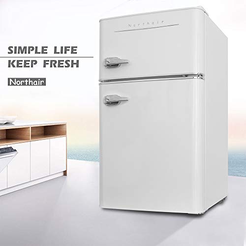 Northair 2Door Mini Refrigerator with Handle, 3.2 Cubic Feet Capacity