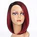 MISSWIG Female Wigs Relistic Looking Wine Red Synthetic Side Part Hair Short Bob Ombre Black To Red Full Wigs for Women
