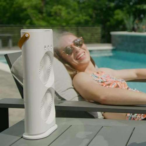 Holdonelight Portable Air Cooler Fan, 3 Speeds, Double-Headed Spray, Humidifying Outlets, White