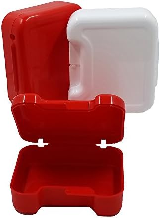 NEW DESIGN! WellSpring Orthodontic Retainer Case Trio FREE white case with every color 2-pack Secure ventilated storage for retainers mouth guards whitening trays night guards invisalign (RED)