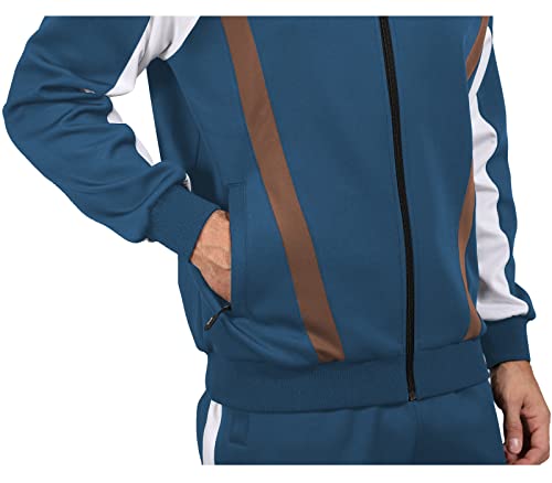 November's Chopin Men's Tracksuits 2 Piece Jogging Suits Sports Running Sweatsuits Track Suits Set Green Brown Large