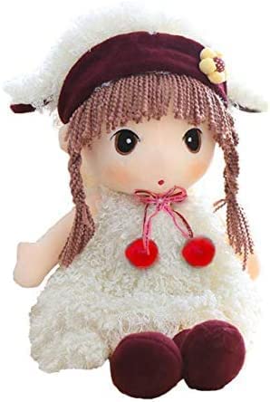 Qchomee Soft Rag Doll Plush First Doll Toys for Girls Cute Cartoon Ragdoll Cuddly Little Fairy Tale Princess Ragdoll Toy Birthday Christmas Best Gift 35CM (White)