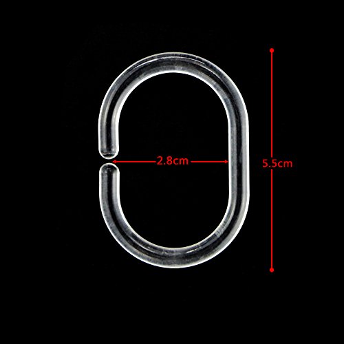Weoxpr 48 Pack Clear Plastic Shower Curtain Rings Hooks for Bathroom Shower Window Rod