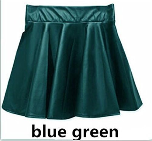 lokp Polyester Skirt Women Vintage High Waist Pleated Skirt Female Short Skirts Blue Green S