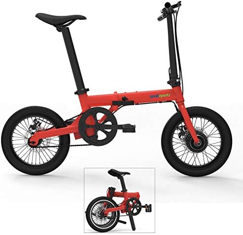 Qualisports 16" Folding Electric Bike Hybrid City Bicycle with 7Ah Removable Hidden Lithium-ion Battery+Lightweight Al-Alloy Frame+36V 250W Hub Motor, Unique Design Commute E-Bike for Men Women Adult