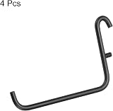 sourcing map 4pcs L Style Pegboard Hooks 3.75" Black Metal Garage Tool Storage view 3