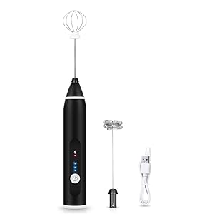 Multifunctional and Electric Hand Mixer with 3 Speeds Adjustable, Kitchen Cooking Egg Beater Handheld Milk Frother with Stainless Whisk, USB Rechargeable Hand Whisk Blender Stirrer