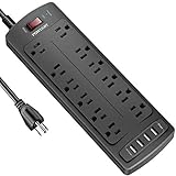 Power Strip with 8 Ft, POWLIGHT Surge Protector