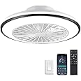 HYZlamp Smart Kids Ceiling Fans with Lights and Remote, Low Profile Ceiling Fan with Light, Flush Mount Bladeless Modern Ceiling Fans, Bedroom Fan bladeless Ceiling Fan (Black)