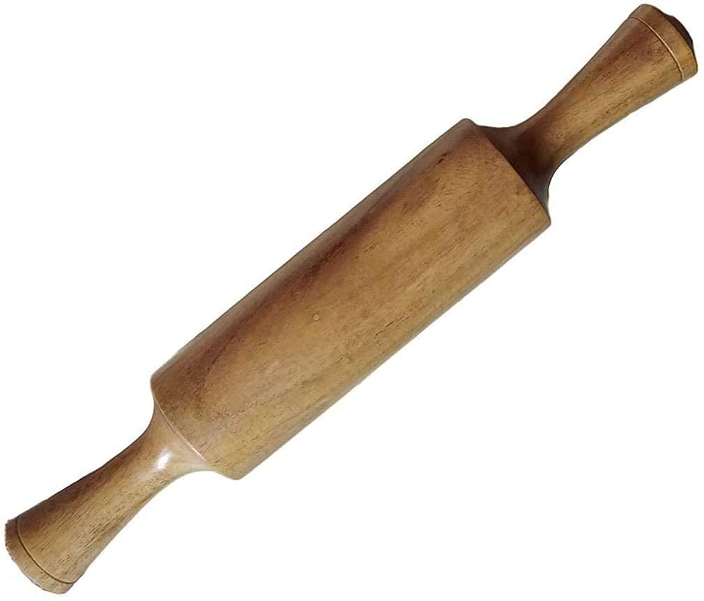 SAMRIDHI Creation Wooden Chapati Roti Rolling Pin Dark Solid Wood Indian Tapered Belan Velan Gujarati Rolling Pin Ideal for Rolling Out Chapati Roti Paratha Pastry Pizza Base Flatbreads