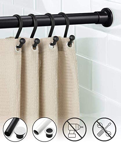Oxdigi Tension Shower Doorway Curtain Rod Short / 27.6-43.3 inches Small No Drilling Adjustable Window Curtain Rod for Bathroom, Indoor Decor/Black - Thumbnail 7