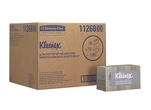 Kleenex Hand Towels (11268), Ultra Soft and Absorbent, Pop-Up Box, 18 Boxes / Case, 70 Paper Hand Towels / Box, 1,260 Sheets / Case