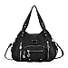 Hynes Victory Multi Front Pockets Shoulder Bags (Black)