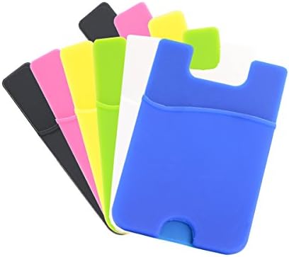 Chanroy--Silicone Credit Card Holder / ID Card Holder / Pouch Sleeve Holder for all phones.Fits on the backside of the phone (iPhone / Samsung Galaxy / Sony Eriksson / LG) (6 Pack Multicolor)