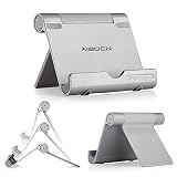 Aibocn Multi-Angle Aluminum Stand for Tablets Smartphones and E-readers Compatible With Apple iPhone iPad Air iPod Samsung Galaxy / Tab HTC Google Nexus LG OnePlus and More, Silver