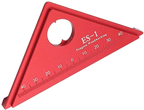 Woodworking Tools ES-1 Aluminum Alloy 45 Degree Marking Angle Ruler with Base Woodworking Triangle Ruler Measuring Scribing Tool