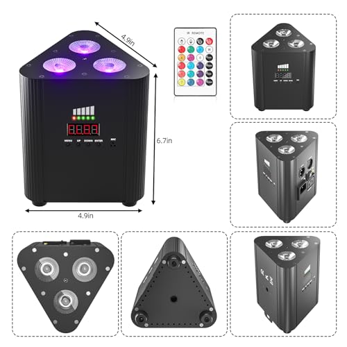 Rechargeable Wireless Par Lights 3X4W LED Uplighting RGBW 4 in 1 Stage Lights Battery Powered Remote and DMX Control Uplights for Events Party DJ Live Show Wedding Church 4Packs