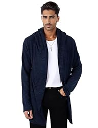 Mens Hooded Cardigan Long Cardigans Sweater Shawl