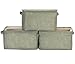 StorageWorks Storage Basket, Foldable Polyester Linen Cloth Bin Organizer, Olive, Large, 3-Pack
