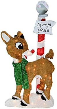By ProductWorks 32" Pre-Lit 2-D Rudolph the Red-Nosed Reindeer North Pole Christmas Yard Art Decoration