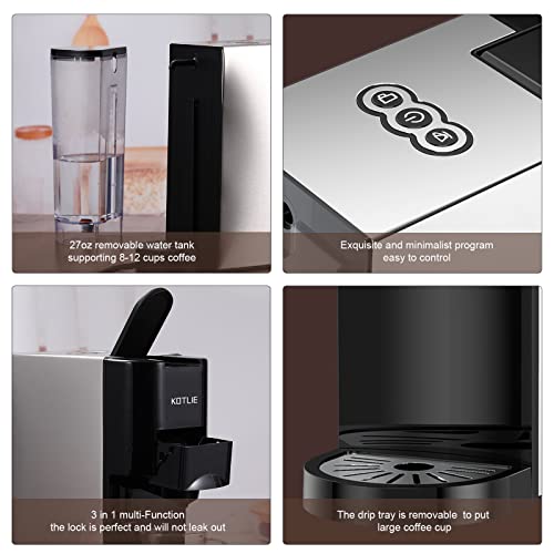 Nespresso Coffee Maker, KOTLIE 3 in 1 Espresso Machine, Single Serve