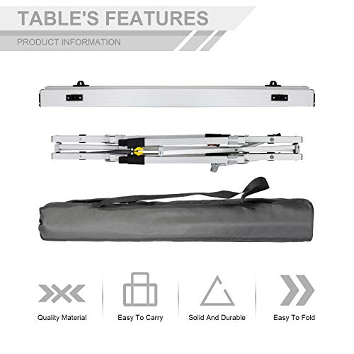 PORTAL Outdoor Folding Portable Picnic Camping Table with Aluminum Legs
