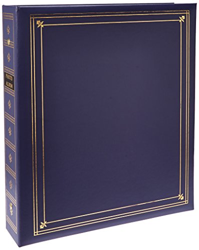 Pioneer Photo Albums 3-Ring Bound Bay Blue Leatherette Cover with Gold Accents Photo Album for 4 by 7-Inch, 5 by 7-Inch and 8 by 10-Inch Prints