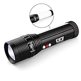Emergency Flashlight Rechargeable LED Working Lantern Warning Light Waterproof Adjustable Focus Zoomable Torch Lamp Cree XPE Tactical For Home, Auto, Camping, Hiking With Charger and 18650 Battery