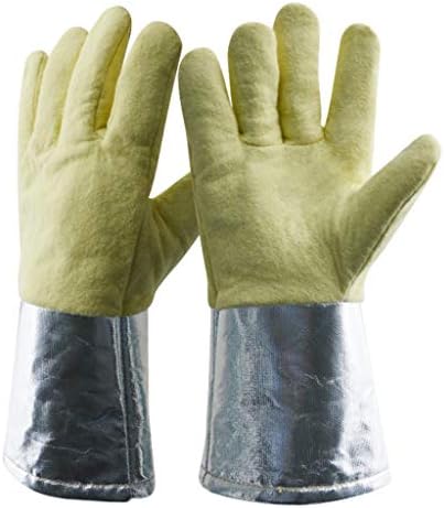 YJWOZ High Temperature Resistant Gloves Aluminum Insulation Flame Retardant Anti-scalding Kitchen Baking Gloves Industrial Boiler Smelting Iron Casting Work Gloves gloves