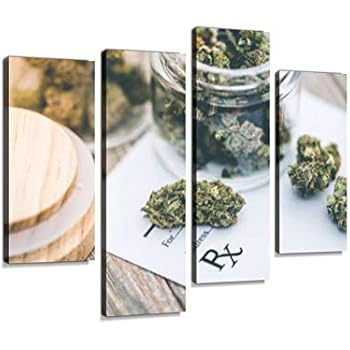 Medical MarijuanaCanvas Wall Art Hanging Paintings Modern Artwork Abstract Picture Prints Home Decoration Gift Unique Designed Framed 4 Panel