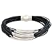 D EXCEED Lightweight Handmade Magnet Clasp Multi Layered Rope Bib Necklace Bracelet Set for Women (BL-Black)