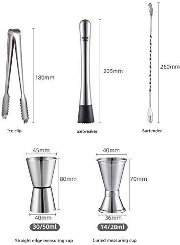 LKNJLL Barkeeper Kit mit Espresso Bambus Stehen Cocktail Shaker-Set mit Bar-Tools Edelstahl Boston Shaker Barkeeper Kit… – Bild 5