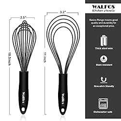 Silicone Whisk set, Walfos 11'' Flat Whisk and