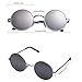 Vintage Round Sunglasses with Polarized Mirrored Lenses for Retro Women and Men (Silver Mirrored, 46mm lens width)