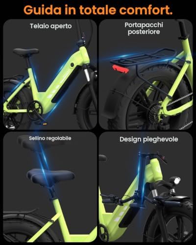 F20pro 4.0 Fat E Bike è una bicicletta elettrica da 250W con batteria da 48V freni idraulici funzione APP Città bici elettriche uomini e donne (F20PRO 20AH Nero)