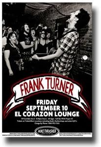 Frank Turner Poster - 11 x 17 Promo for a Concert for the "Tape Deck Heart" Album -- 1st
