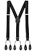 Mens Dress Suspenders Elastic Y-back Fully Adjustable Button end Suspender - Made in USA - With Genuine Leather Button Tabs and Crosspatch
