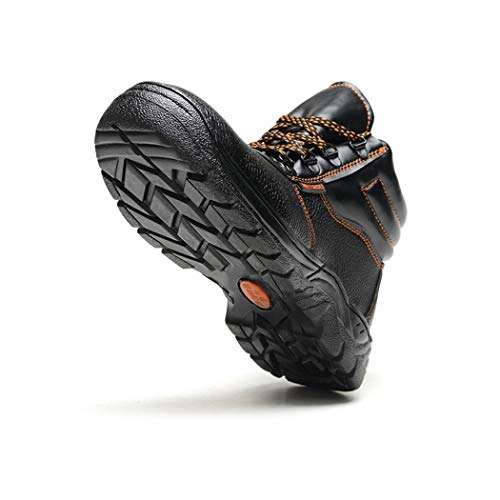 KMF Men's Work Safety Boots Steel Toe Puncture Proof Waterproof Footwear Industrial and Construction Black
