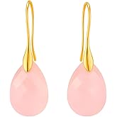 Gempires Gemstone Drop Dangle Earrings for women – Hypoallergenic Earrings with Labradorite, Tiger Eye, Rainbow Moonstone, Amazonite, Green Onyx, Amethyst, Rose Quartz, Aquamarine, Prehnite