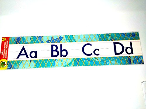 Teaching Tree Manuscript Alphabet Bulletin Back to School Board Set Creative Strips School Office Scholastic Teacher Bulletin Trim Wall Border Decal Classroom Decoration AQUA