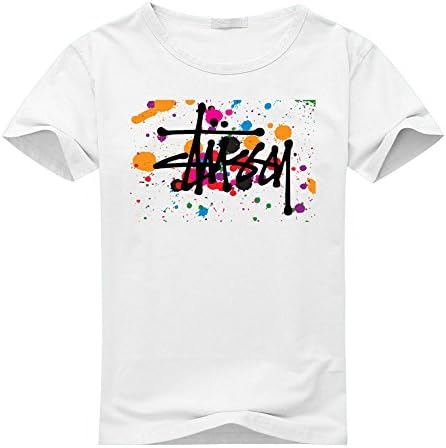 Stussy Logo For Men's Printed Short Sleeve Tee Tshirt Large White