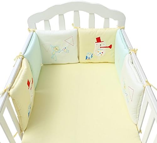 Dingtuo 6PCS Baby Bed Bumper Cotton Crib Nursery Bedding Set Yellow