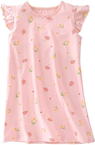 HOYMN Girls' Lace Nighties & Bowknot Nightgowns 100% Cotton Sleepwear 3-13 Years