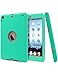 iPad Mini Case, Vogue Shop 2in1 Hybrid Case Cover for iPad Mini 1 2 3 Hard Cover for iPad Mini Printed Design Pc+ Silicone Hybrid High Impact Defender Case Combo Hard Soft Case Cover (Aqua+Grey)