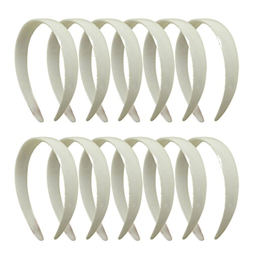 One Dozen 1 Inch White Plastic Headbands with Teeth (Motique Accessories)